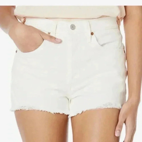 New Levi’s 501 High Rise White Button Fly Cut Off Shorts - Picture 1 of 7
